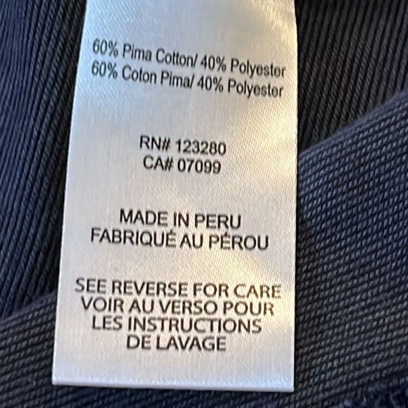 Travis Matthew Navy Blue Tiny Striped Short Sleeve Polo with Side Slits- Medium - Picture 15 of 16